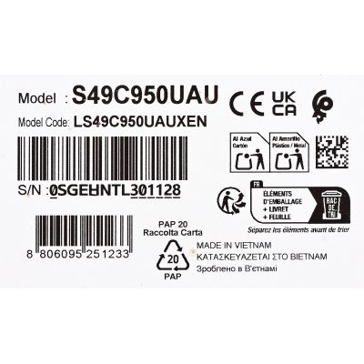 45. Samsung S95UC Computermonitor 124,5 cm (49") 5120 x 1440 px DQHD LCD Schwarz