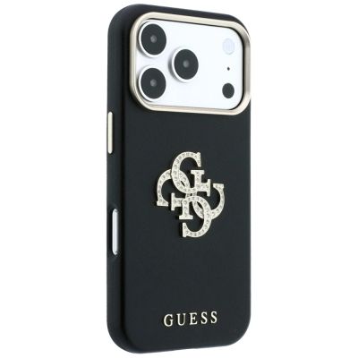 4. Guess Smooth & Big Strass Logo Hülle für iPhone 18 Pro Max / 17 Pro Max - Schwarz