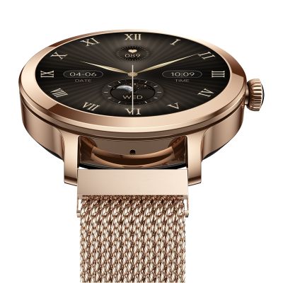9. VELTORI VT340-1 Damen-Smartwatch, Goldarmband + rosa Silikonarmband