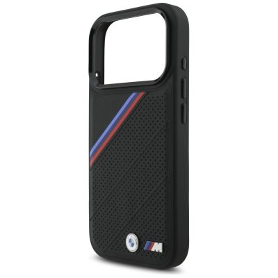 6. BMW M Tricolor Metal Logo MagSafe Case für iPhone 17 Pro – Schwarz