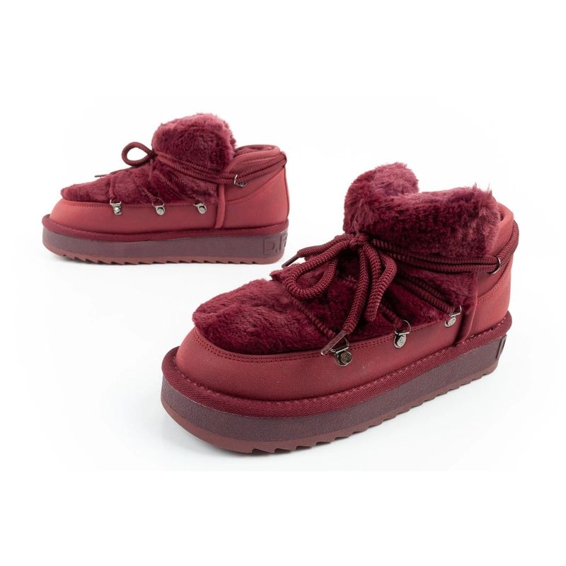 8. D.Franklin Damen Winter Schneestiefel, modisches Fellfutter, Burgund