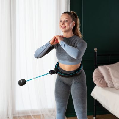 14. Magnetisches Hula-Hoop-Set Schwarz/Türkis HHM17 mit HMS-Zähler + Schlankheitsgürtel BR163 Rot