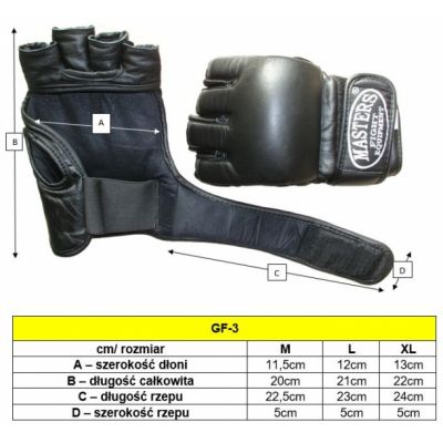 3. MMA-Handschuhe Masters GF-3 M 0127-02M