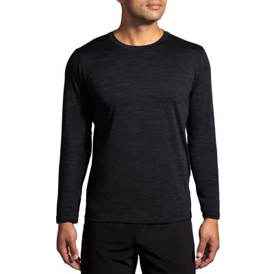 4. Luxe Langarm-Lauf-T-Shirt für Herren, Schwarz