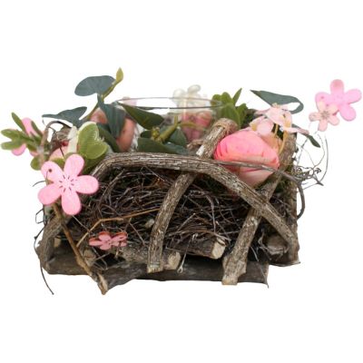 5. Dekorativer rosa Kerzenhalter, 16 cm, für Teelichter