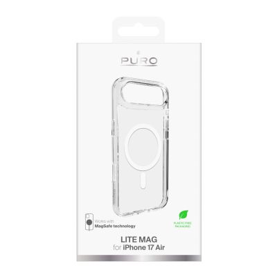 2. Puro Lite Mag TPU+PC Hülle kompatibel mit MagSafe für iPhone 17 Air - Transparent mit weißem Ring