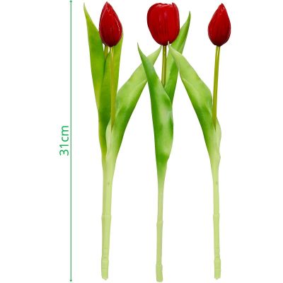 19. Strauß aus 7 roten Tulpen, 31 cm, wie eine Frühlingsdekoration
