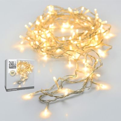 Lichterkette für den Weihnachtsbaum, 240 LEDs, warmweiß, transparentes Kabel