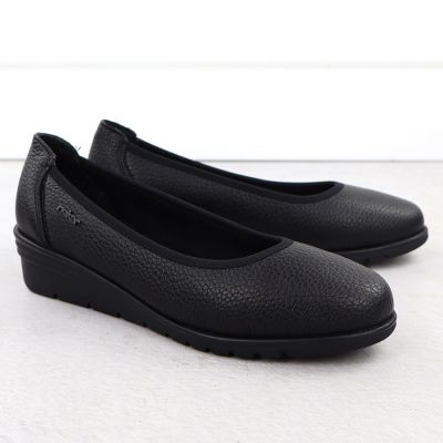 3. Rieker L5360-00 Damen-Slipper aus schwarzem Leder