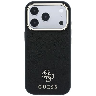 3. Guess Saffiano Small 4G & Classic Logo MagSafe Hülle für iPhone 17 Pro Max / 18 Pro Max - Schwarz