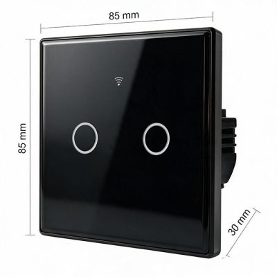 13. QOLTEC LICHT-EIN/AUS-SCHALTER | 2-KANAL-TOUCH-BEDIENUNG | WLAN | TIMER | TUYA | SCHWARZ