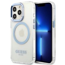 Guess Metal Outline MagSafe Hülle für iPhone 13 Pro / iPhone 13 - Blau