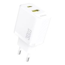 Dudao A27TEU PD 30W GaN USB-A USB-C Wandladegerät – Weiß