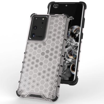 7. Gepanzerte Hülle mit Wabenstruktur und Gelrahmen für Samsung Galaxy S22 Ultra blau