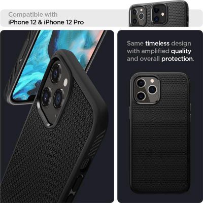 10. Spigen Liquid Air Hülle für iPhone 12 / iPhone 12 Pro – Mattschwarz