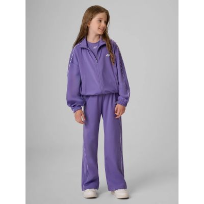 6. Lockerer Sport-Sweatshirt für Mädchen ohne Kapuze 4F 4FJRSS26TSWSF3057-51S