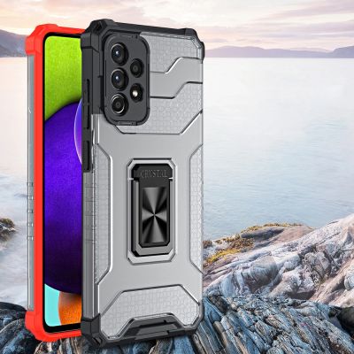 2. Crystal Ring Case robuste Kickstand TPU/PC Panzer Handyhülle Hard Case für Samsung Galaxy A72 4G grün