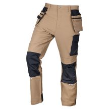 Mix&Match Arbeitshose, 4-Wege-Stretch, mit Holstern, Cordura, Beige und Schwarz, Größe XL