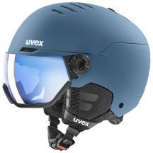 Uvex Skihelm wanted visor, steinfarben, blau