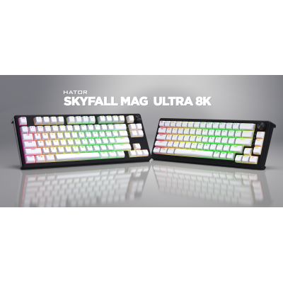 17. HATOR Skyfall 65 MAG ULTRA 8K Gaming-Tastatur USB QWERTY US Englisch Schwarz, Weiß