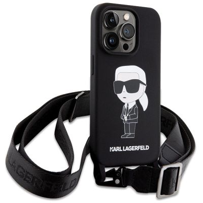 3. Karl Lagerfeld KLHCP15XSCBSKNK iPhone 15 Pro Max 6,7" Hardcase schwarz/schwarz Crossbody Silikon Ikonik