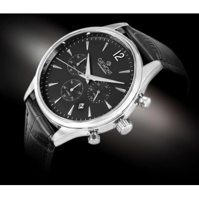 2. Giewont Herrenuhr Chronograph Saphir Schwarz Silber GW6310-A2