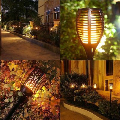 11. Solar-Taschenlampe mit tanzenden Flammen, 10 x 10 x 79 cm, 36 LEDs