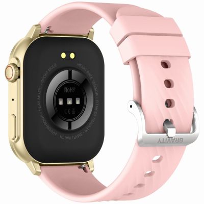 8. Smartwatch Gravity GT15-7 mit pinkfarbenem Silikonarmband und goldenem Armband