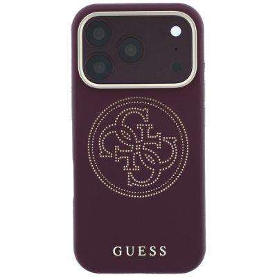 3. Guess Perforierte 4G Gold Logo Magsafe Hülle für iPhone 18 Pro Max / 17 Pro Max - Burgunderrot