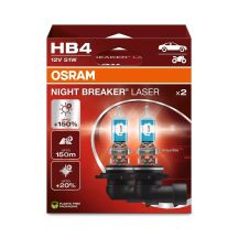 Glühbirne (2er-Set) HB4 12V 51W P22D, Night Breaker Laser, bis zu 150 m Leuchtweite, 150 % höhere Helligkeit, 20 % weißeres Licht, weiß