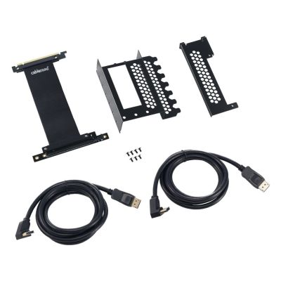 CableMod CM-VPB-2DK-R Vertikaler Grafikkartenhalter mit PCIe x16 Riser, 2x DisplayPort – Schwarz