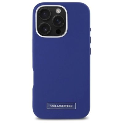 3. Karl Lagerfeld FW Metal Plate MagSafe Hülle für iPhone 16 Pro Max – Blau