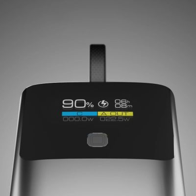 6. SBS 10000 mAh PD 20 W Powerbank mit LCD-Display und integriertem USB-C-Kabel - Grau