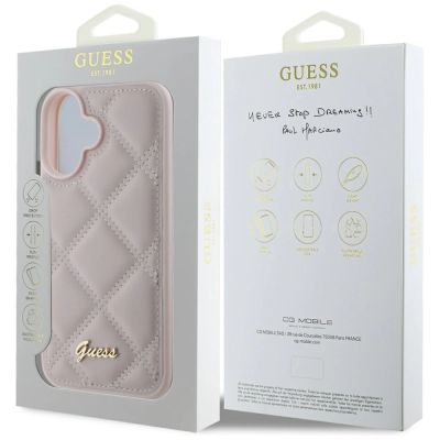 8. Guess iPhone 16 Hülle mit gestepptem Metalllogo – Rosa