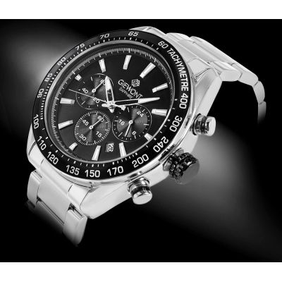 2. Giewont Herrenuhr Chronograph Saphir Silber Schwarz GW9580-B1