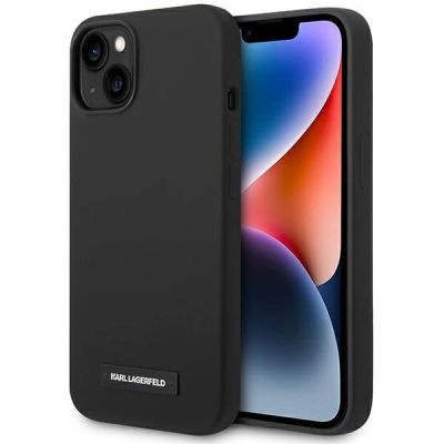 Karl Lagerfeld KLHMP14MSLMP1K iPhone 14 Plus 6.7" Hardcase schwarz / schwarze Silikonplakette Magsafe