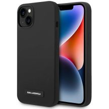 Karl Lagerfeld KLHMP14MSLMP1K iPhone 14 Plus 6.7" Hardcase schwarz / schwarze Silikonplakette Magsafe