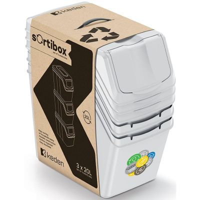 2. Mülltonnen 20 l Sortierbox-Set 3-teilig, grau