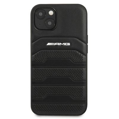3. AMG Lederhülle mit geprägten Linien für iPhone 13 mini – Schwarz