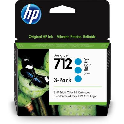 3. HP 3ED77A 712 DesignJet Tinte 29 ml (3 Stück) Blau