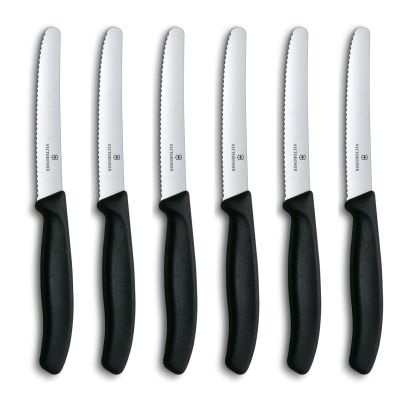 Victorinox Messerset mit Wellenschliff, 6-teilig, 11 cm, schwarz, Schwarz 6 7833 6 Victorinox7833 Victorinox 7833 (6.7833.6)