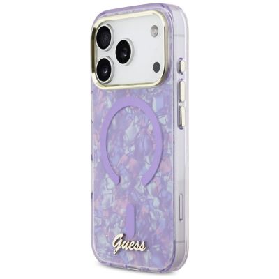 2. Guess IML Shell Script Metal MagSafe Hülle für iPhone 17 Pro Max – Lila