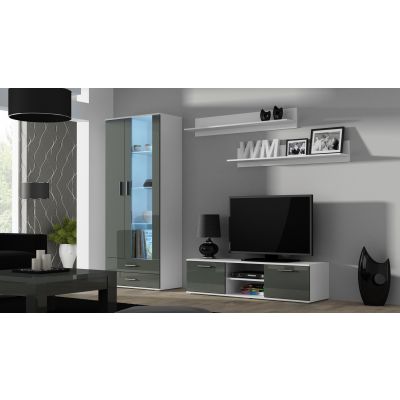 3. TV-Schrank SOHO 140 weiß/grau glänzend