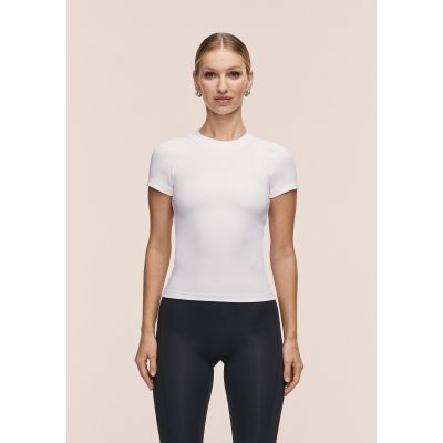 CASALL Damen-T-Shirt mit definiertem Rippstrick, Weiß