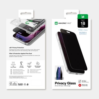 4. AmazingThing Titan +Care Sichtschutzglas für iPhone 18 Pro mit Montagehalterung