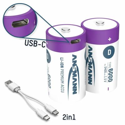 13. Ansmann 1314-0005 Haushaltsbatterie Wiederaufladbarer Akku D Lithium-Ionen (Li-Ion)
