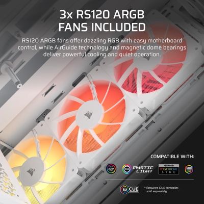 9. Corsair 3200D RS ARGB Mid-Tower Gehäuse, weiß