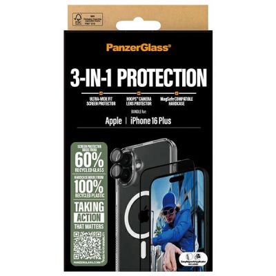 6. PanzerGlass Bundle 3-in-1 transparente Hülle + Schutzfolie + Kameraglas für iPhone 16 Plus