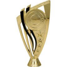 Goldene Kunststofffigur mit Platz für ein Emblem