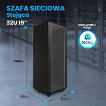 Extralink Rack-Schrank 32U 800x800 Schwarz Standgerät
